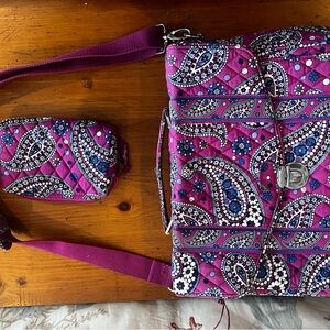 Vera Bradley Vibrant Paisley Quilted Shoulder Bag with Accessary Bag